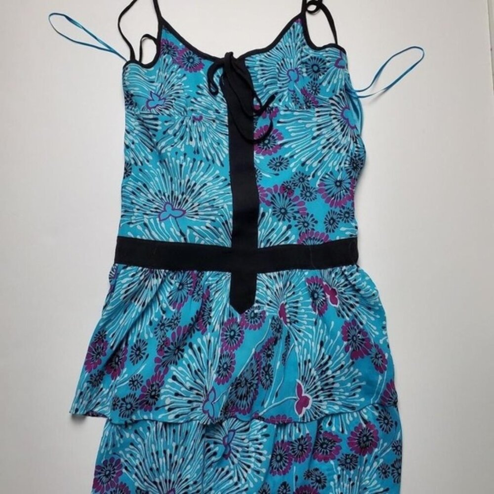 Vintage Soundgirl Mini Party Dress with Ruffles Electric Blue Size 2